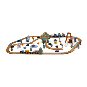 CIRCUIT POUR TRAIN EN BOIS + 90 PIÈCES