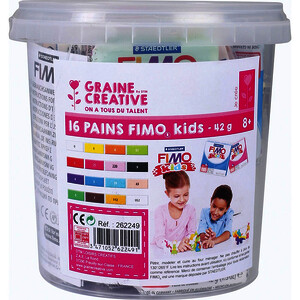 LOT DE 16 PAINS DE 42G DE PÂTE FIMO KIDS COLORIS ASSORTIS