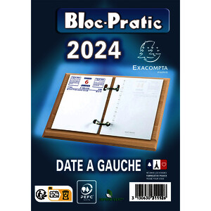 BLOC ÉPHÉMÉRIDE DATE À GAUCHE RDV À DTE 8,2X12 CM EXACOMPTA