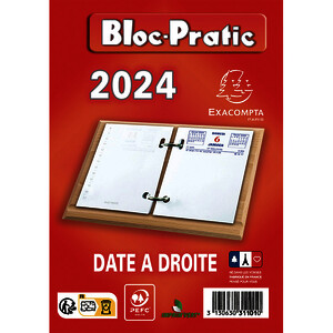 BLOC ÉPHÉMÉRIDE DATE À DTE RDV À GAUCHE 8,2X12 CM EXACOMPTA