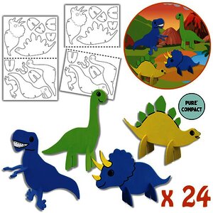 LOT DE 24 FIGURINES 3D DINOSAURES EN CARTON