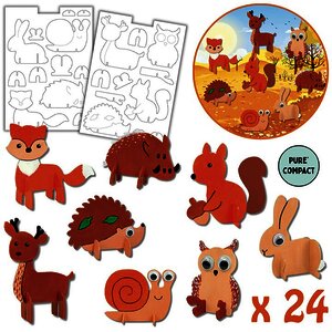 LOT DE 24 FIGURINES 3D ANIMAUX DE LA FORÊT EN CARTON