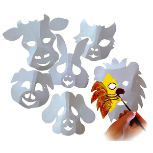 SACHET  30 MASQUES ANIMAUX EN CARTON DÉCORER + ÉLASTIQUE