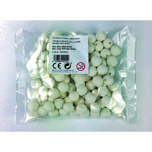 SACHET DE 50 BOULES EN CELLULOSE D 30MM BLANC