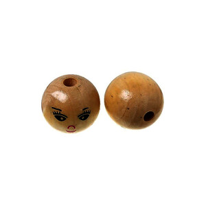 SACHET 30 PERLES VISAGE BOIS D 22MM