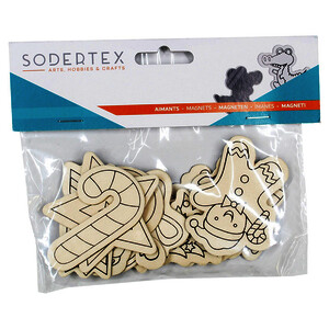 LOT DE 9 AIMANTS EN BOIS À COLORIER 