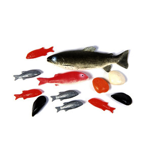 SACHET DE 12 POISSONS VARIÉS EN PLASTIQUE,