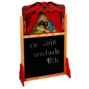 GRAND THÉÂTRE DE MARIONNETTES EN BOIS + DÉCORS
