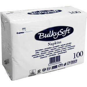 PAQUET DE 100 SERVIETTES DE TABLE BLANCHES 2 PLIS 30 X 30 CM