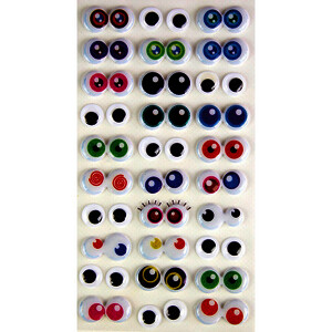 SACHET DE 30 PAIRES D'YEUX MOBILES 3D ADHÉSIFS D1CM