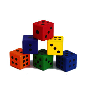 LOT 4 DÉS MOUSSE DE CAOUTCHOUC - COLORIS ASSORTIS