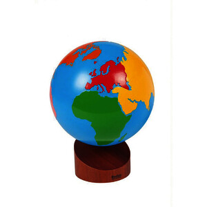 GLOBE DES CONTINENTS EN COULEUR D 16 CM MÉTHODE MONTESSORI