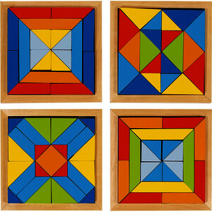 4 PLATEAUX MOSAÏQUE EN BOIS