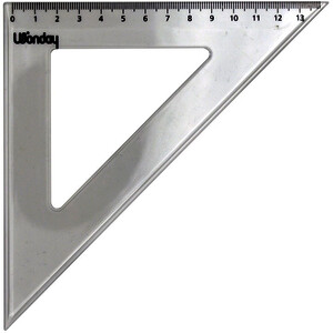 ÉQUERRE PLASTIQUE CRISTAL 45° - 21 CM