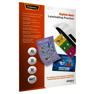 BOITE DE 25 POCHETTES PLASTIFICATION MATES FELLOWES A3 80µ