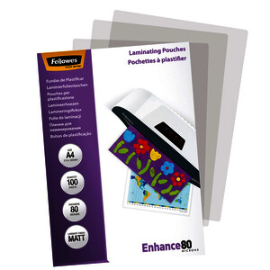 BOITE DE 100 POCHETTES PLASTIFICATION FELLOWES A4 MATES 80µ
