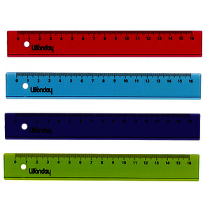 LOT DE 36 RÈGLES PLATES EN PLASTQIUE 16CM COLORIS ASSORTIS