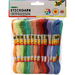 LOT 52 ÉCHEV FIL À BRODER EN COTON 21X16,5CM COL PASTELS ASS