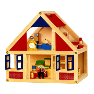 MAISON POUPÉES EN BOIS ET 24 MEUBLES