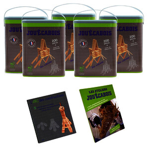 KIT  DE CONSTRUCTION DE 1000 PLANCHETTES BOIS + LIVRETS