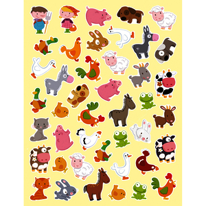 GOMMETTES ILLUSTRÉES ANIMAUX DE LA FERME