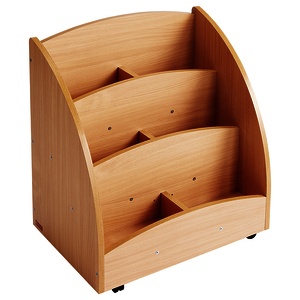 BAC À LIVRES PRÉSENTOIR À ROULETTES - 6 COMPARTIMENTS