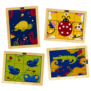 PUZZLES MAGIQUES 12 PIÈCES - LES ANIMAUX - LOT DE 4 PUZZLES