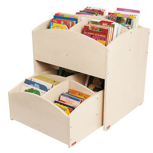 OS - 1 BAC À LIVRES 4 CASES HAUT + 1 BAC À LIVRES 4 CASES BAS A ROULETTES - BOULEAU