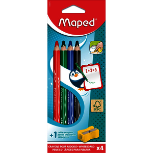MARKERPEPS 4 CRAYONS EFFACABLES A SEC COLORIS ASSORTIS + 1 TC