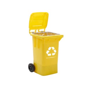 POUBELLE Q-CONNECT CONTENEUR PLASTIQUE COUVERCLE 100L 470X750X370MM PLASTIQUE EMBALLAGES COLORIS JAUNE.