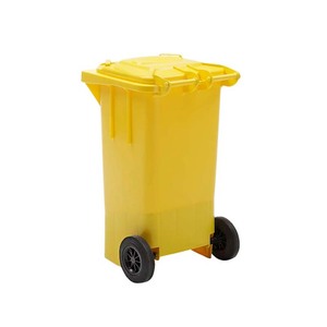 POUBELLE Q-CONNECT CONTENEUR PLASTIQUE COUVERCLE 100L 470X750X370MM PLASTIQUE EMBALLAGES COLORIS JAUNE.