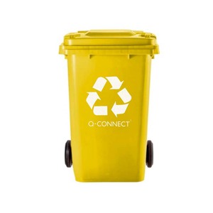 POUBELLE Q-CONNECT CONTENEUR PLASTIQUE COUVERCLE 100L 470X750X370MM PLASTIQUE EMBALLAGES COLORIS JAUNE.